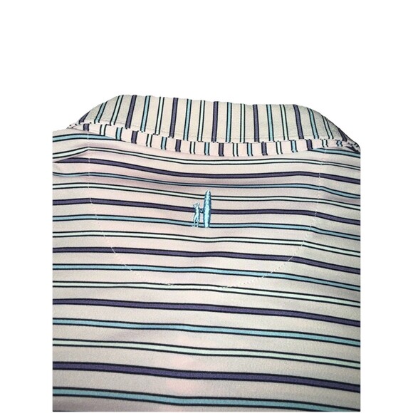 Johnnie O Polo Shirt Men’s Large Short Sleeve Pink White Purple Striped Golf - Picture 6 of 6